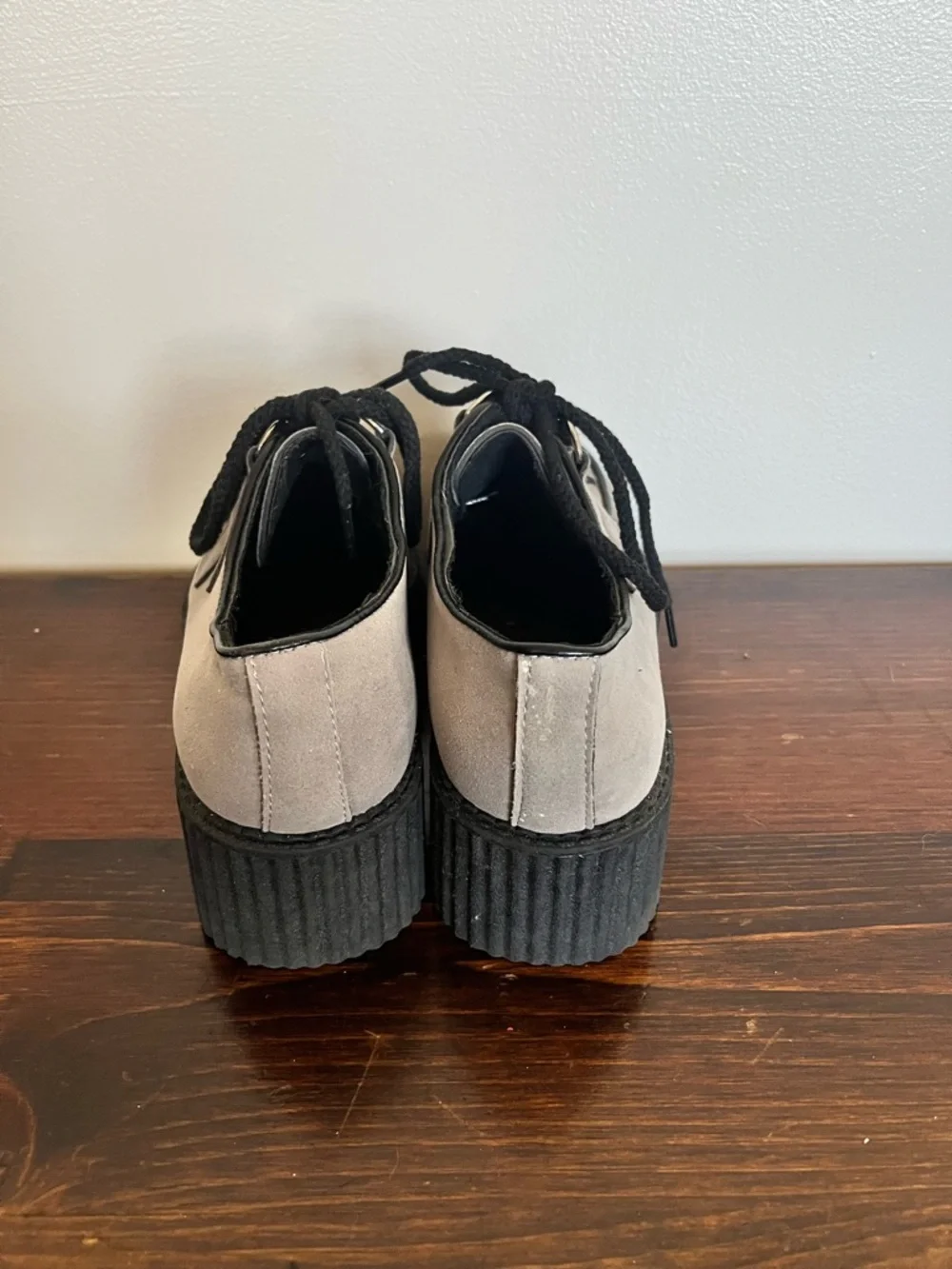 Platform Creeper Shoes in Light Gray with Black Trim - Picture 4 of 7